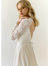 Fitted Sleeves Ivory Lace Tulle Modern Wedding Dress